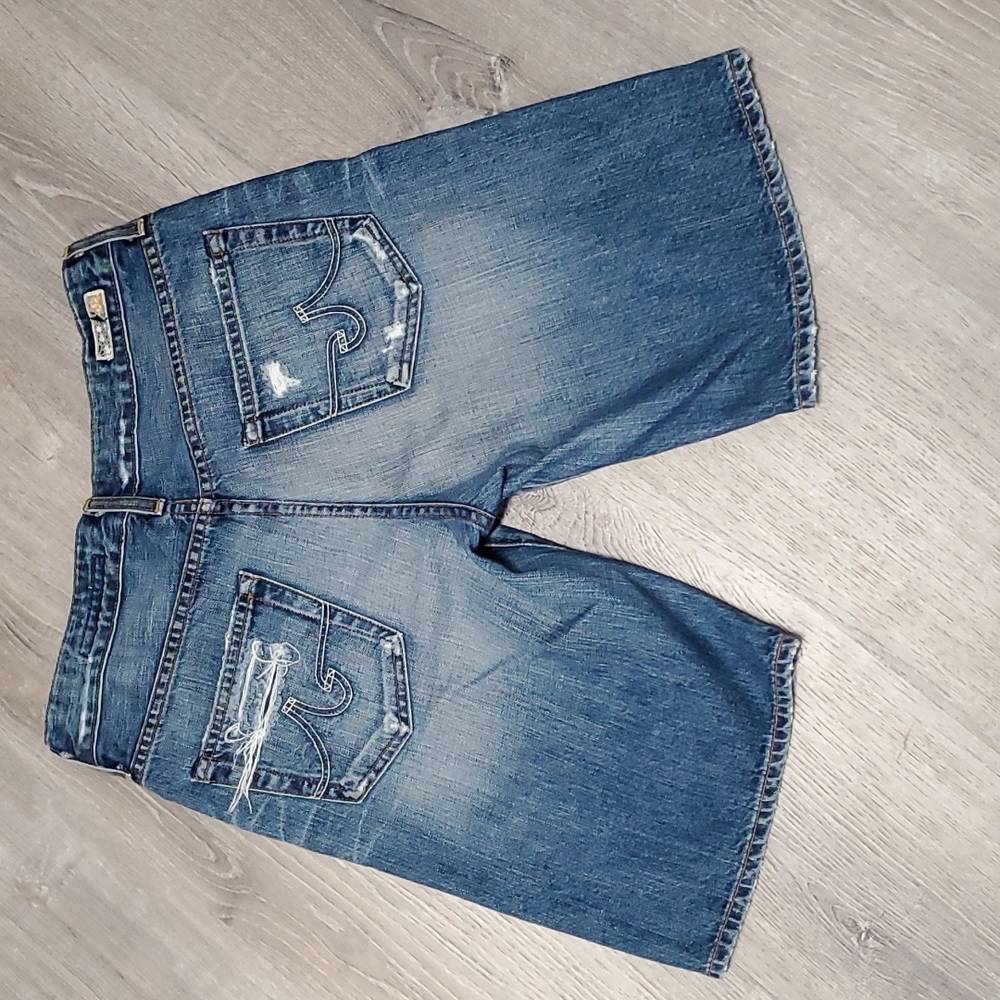 AG Adriano Goldschmied distressed blue cotton Jeans shorts size 27R - Picture 2 of 12